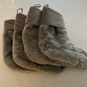 4 Pottery Barn Faux Fur Alpaca Stocking NWOT set of 4 no embroidery